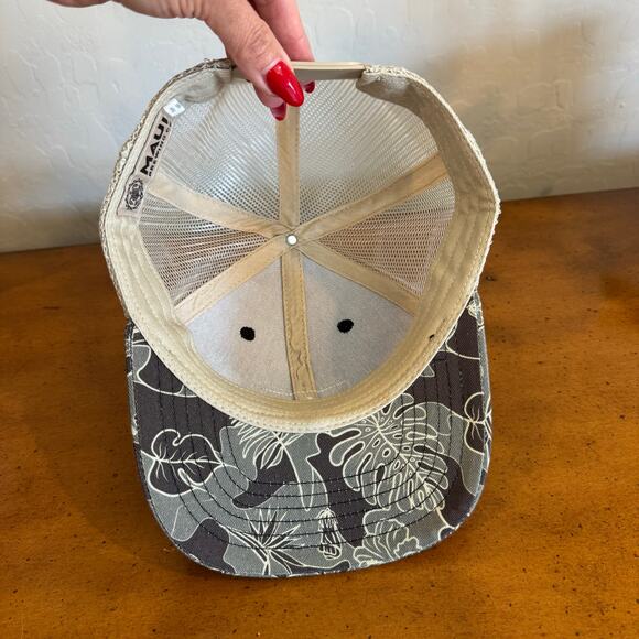 Maui Brewing Co Trucker Hat Adjustable Mesh Back Brown Floral Print - Picture 2 of 4